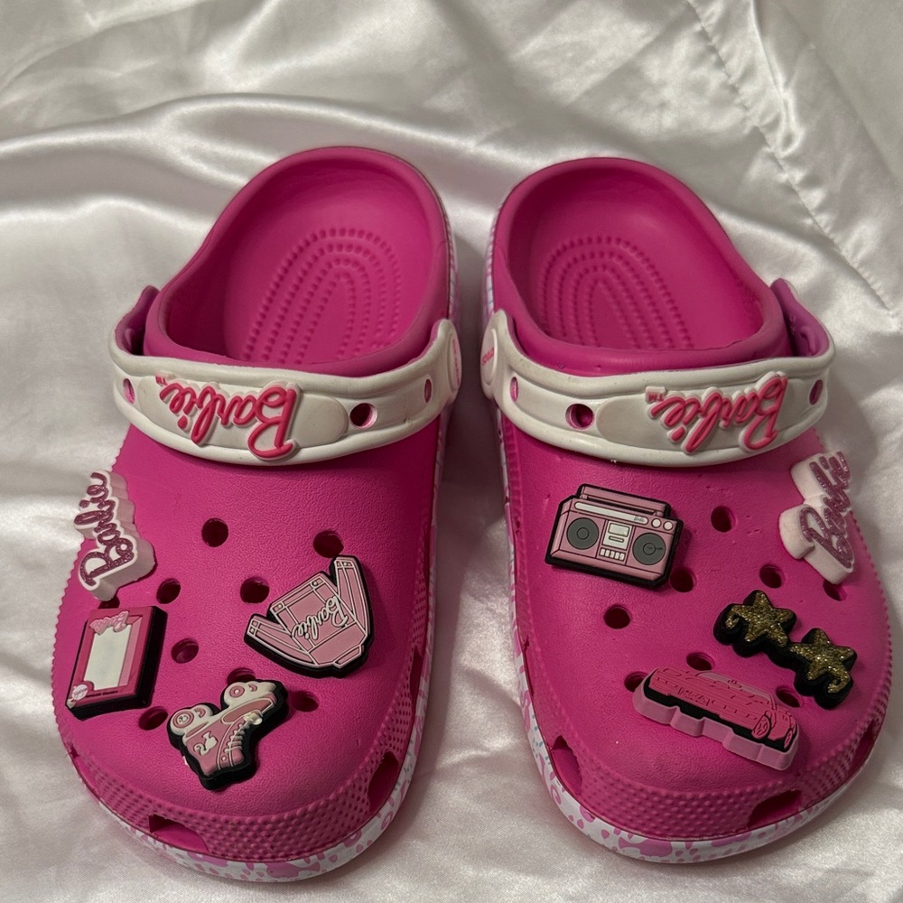 Barbie Fuchsia Kids Sandals with Fun Charms